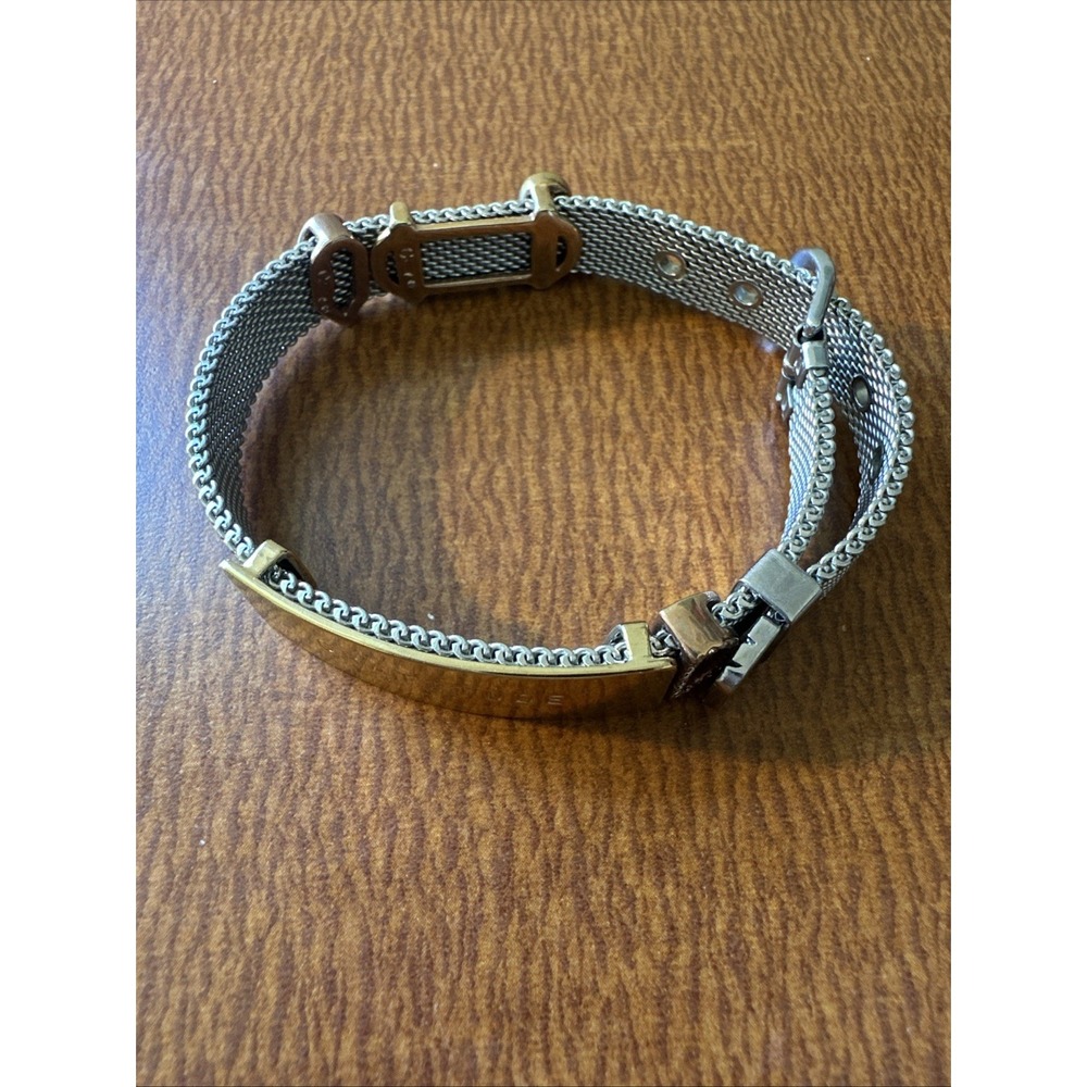 Stella And Dot Mesh Bracelet With Watch Clasp Gratitude And Love Charms